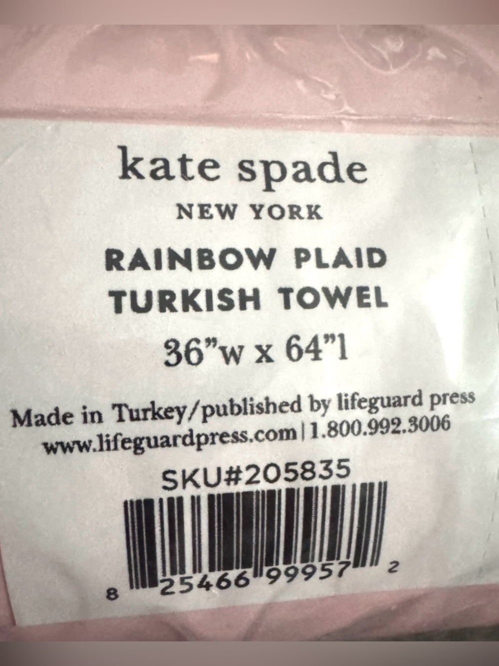 KATE SPADE ♠️ RAINBOW PLAID XL TURKISH TOWEL & LARGE INSULATED COOLER BAG NWT - Picture 7 of 8